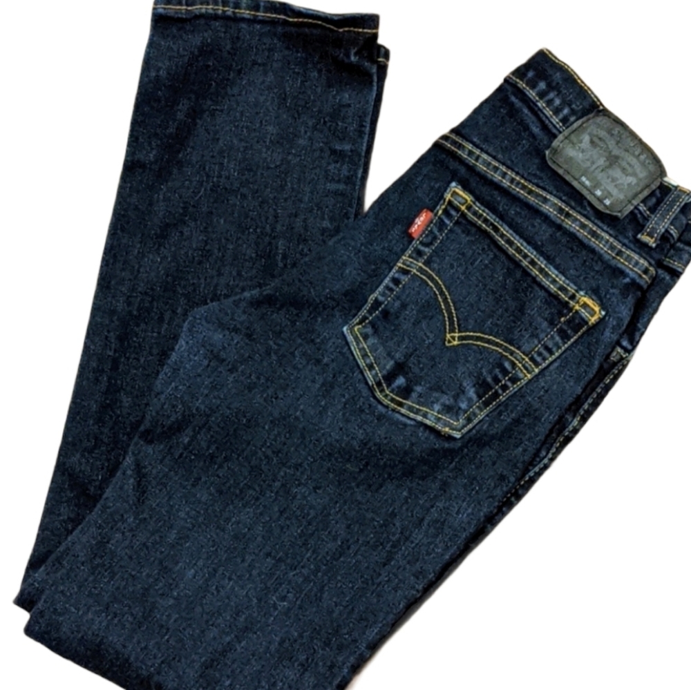 Levi's 511 Dark Jeans Yellow Stitching Size 16 Reg
